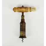 A 19th century Thomason type double action mechanical self-adjusting corkscrew, with tablet with