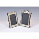 Two Art Nouveau style silver easel back photo frames, PJP, Birmingham 1985 & 1986, organic