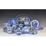 A large collection of Copeland Spode Italian pattern blue and white transfer ware, various dates,
