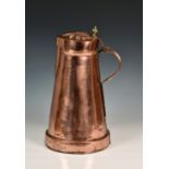 A Victorian copper coal ewer, with brass finial and embossed anthemion to lid, 18¼in. (46.3cm.)