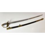 A George IV 1822 Pattern Infantry Officer's sword, the part fullered etched blade with 'VR'