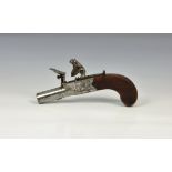 An early 19th century flintlock boxlock pistol by Brunton, Doncaster, 1 5/8in. turn-off barrel