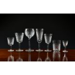 An extensive suite of Waterford Clare pattern drinking glasses, comprising eight each of red wine