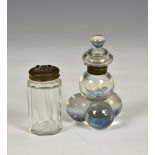 A Victorian opalescent glass multi ball inkwell, with metal mounts, 4¼in. (10.8cm.) high; together