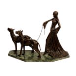 after George Gori - The Guardians - a large Art Deco bronze figural group, in patinated bronze,