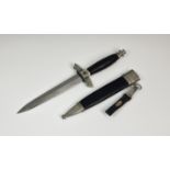 A German SMF Solingen DLV/NSFK Flyers Dagger, single 6 7/8in. steel blade of stiletto type with