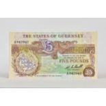 BRITISH BANKNOTE - The States of Guernsey Five Pounds, c. 1980, Signatory W. C. Bull, serial