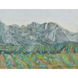 John Humphrey Spender (British, 1910-2005), Mountainous Landscape pastel and conté crayon signed