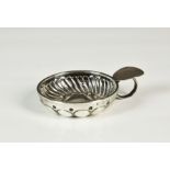 A French silver tastevin, with dimpled and gadrooned decoration, high kick to base, dished