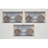 BRITISH BANKNOTES - The States of Guernsey - Five Pounds - Three consecutive, c. 1969, Signatory