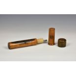 A German Mauchline Ware style cylindrical needle case, transfer print of Crystal Palace Sydenham -