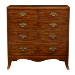 A George IV mahogany chest of drawers, the rectangular top with ebony and boxwood stringing over two