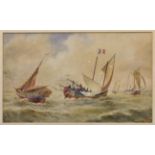 John Speedy (British, 19th century), Shipping off the French coast, watercolour, signed and dated