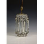 A Victorian cut glass table lustre, later converted to a lamp, 16¾in. (42.5cm.) high.