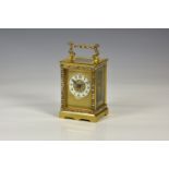 A French Champlevé enamel carriage clock, late 19th/early 20th century, five glass case with