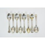A set of five Victorian Scottish Queen's pattern teaspoons, William Coghill, Glasgow 1877, inscribed