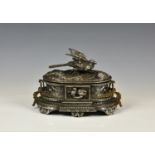 Jules Moigniez (French, 1835-1894), a 19th century silvered and parcel gilt bronze jewellery casket,