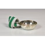 A Channel Islands silver tastevin, Bruce Russell, Guernsey, of typical form with loop handle,