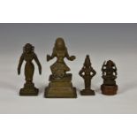 Four bronze figures of Hindu Deities / Gods, of various forms and sizes to include Ganesh, the