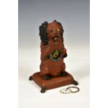 A 19th century German novelty animated dog desk clock, possibly by Mayer & Co., in painted spelter