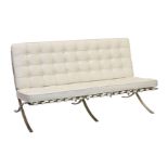 After Ludwig Mies Van De Rohe - a Barcelona sofa in white leather and chrome, 59 x 32in. (149.8 x