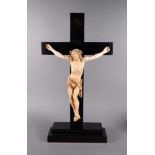 A European carved ivory Corpus Christi, 19th century, the finely carved figure of Christ with