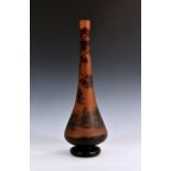 A very large Loetz 'Richard' cameo glass vase, of elongated teardrop form with a bun form foot, dark