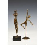 A modernist bronze figure 'The Thinking Woman', raised on square plinth, 11½in. (29.3cm.) high,