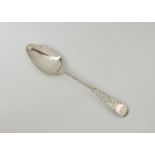 A Channel Islands silver bright cut Old English pattern teaspoon, maker's mark PN struck twice,