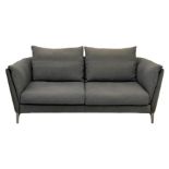 A Poltrona Frau two seater 'Bretagne' sofa, in mid-grey soft leather with matching upholstery to the