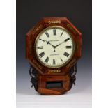 A William IV rosewood and brass inlaid drop-dial wall timepiece, by Thomas Holmes of Addingham,