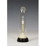 A 19th Century Dieppe ivory mounted thermometer modelled as a Corinthian column, with pierced