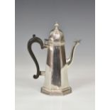 An Edwardian silver coffee pot in the George I style, Mappin & Webb, London 1906, of tapered