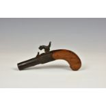 A percussion pocket pistol by Smith of London, early 19th century, concealed trigger, slab sided