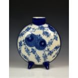 A large Doulton Aesthetic period blue and white moon flask, designed by Henry Slater, 1880s,