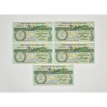 BRITISH BANKNOTES - The States of Guernsey - Z replacement One Pound consecutive five, c. 1991,