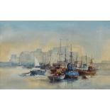 Charles Jaques (1921-2008), Castle Cornet in early morning light, watercolour, signed lower right,