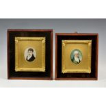 Two 19th century portrait miniatures of gentlemen, oval watercolour on ivory , one of James