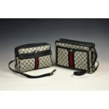 Two vintage Gucci 'Accessory Collection' web line monogram shoulder bags, 1970s-80s, both with