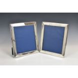 A pair of elegant silver plate easel back photo frames, Carr's of Sheffield Ltd., plain