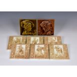 A set of six 19th Century Webbs Tileries of Worcester dust pressed tiles, sepia transfer printed