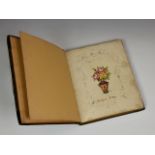 A very good Victorian Jersey album of poems, sketches and watercolours, embossed black leather and