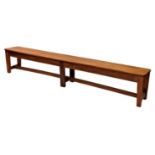 MV Prosperity salvage interest - a teak refectory bench or form, the two plank top over square cut