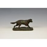 after Pierre Jules Menê (French, 1810-1879), dark patinated bronze of a stalking setter, signed to