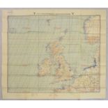 A German Luftwaffe map of the UK with Channel Islands and French coast, the coloured map with