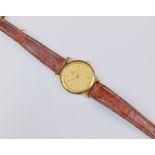 A ladies Omega De Ville gold plated quartz wrist watch, 1980s-90s, the 17.5mm. signed, striped