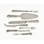 A small collection of various Kings pattern cutlery with stainless blades, various makers and