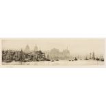 William Lionel Wyllie RA, RI, RE (British, 1851-1931), Greenwich from the Thames, etching on