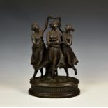 A bronze figural group of the three graces after Emile Andre Boisseau (1842-1923), 20th century,