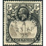 Ascension Stamps : 1924 1/2d Grey Black and Black CLEFT ROCK fine used SG 10c